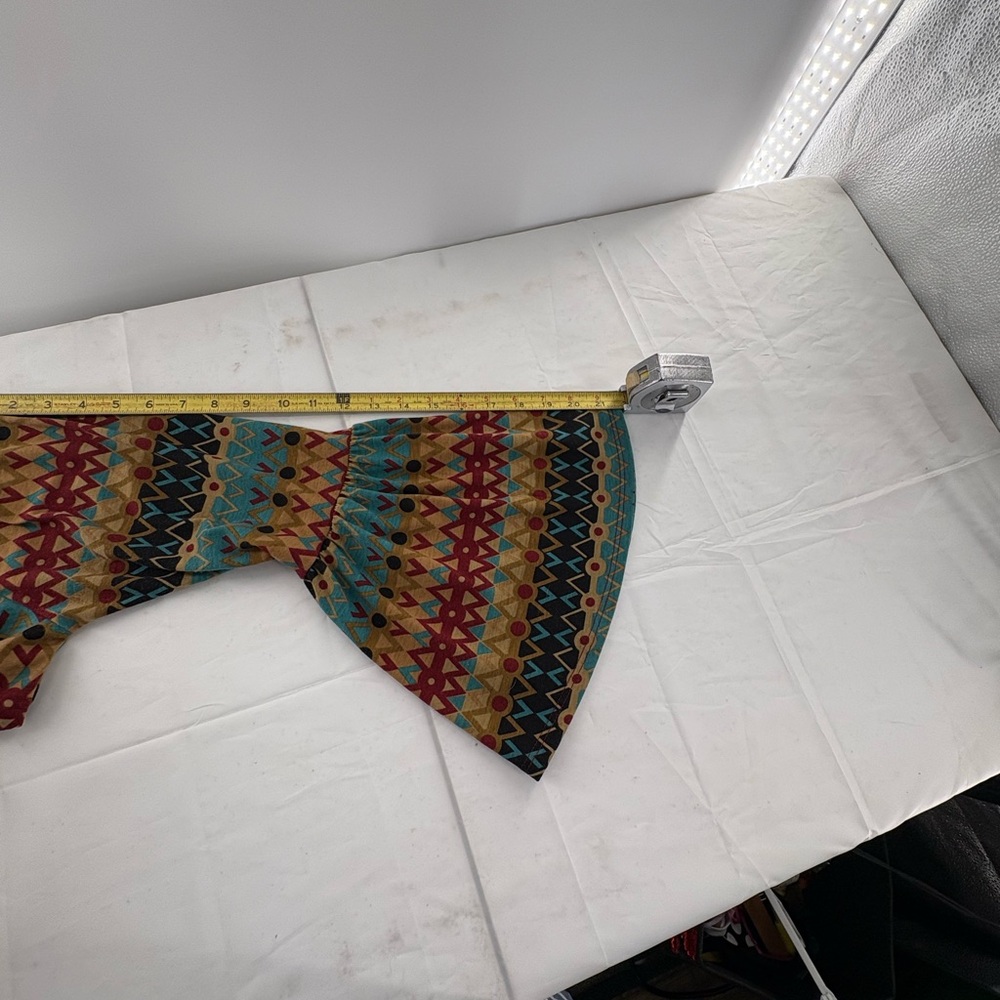 Boho Off-Shoulder Patterned Tunic Top in Turquoise & Mustard Size M - Picture 7 of 10